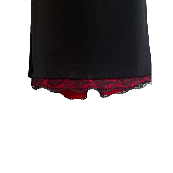 Vintage Jessica Howard Black Red Lace Pencil Midi Skirt Women's Size Petite 14 - Picture 3 of 4